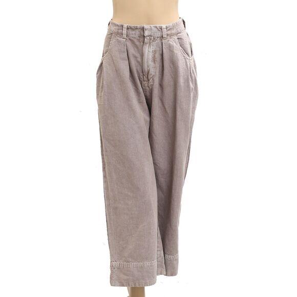 Free People Sweet Talk Chino Trousers Pants Mid-Rise Cropped Wide Leg M10 282784 - Picture 5 of 9